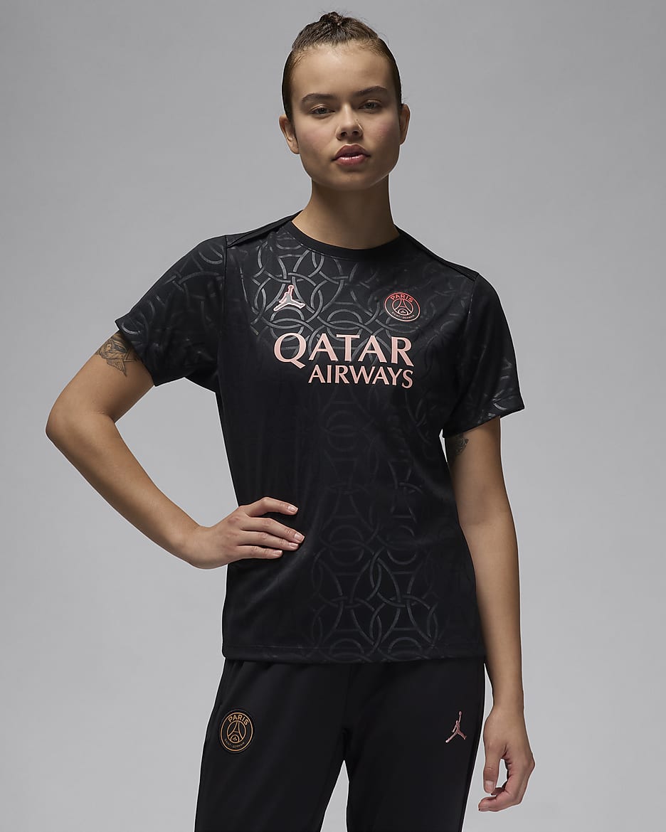 Haut de foot d avant match Jordan Dri FIT Paris Saint Germain Academy Pro 3e tenue pour femme